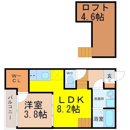 鶴里駅 徒歩7分 2階の物件間取画像